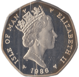1986 SILVER PROOF CHRISTMAS HORSE AND TRAM LARGE 50P ISLE OF MAN 2 - 50P REGIONAL ISSUES - Cambridgeshire Coins