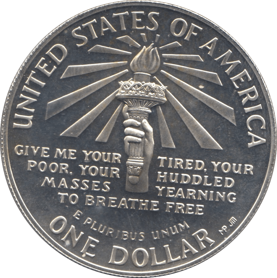 1986 SILVER PROOF ELLIS ISLAND ONE DOLLAR USA - SILVER WORLD COINS - Cambridgeshire Coins