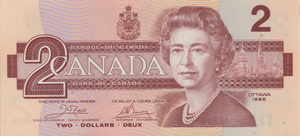 1986 TWO DOLLARS CANADA BANKNOTE REF-1780 - WORLD BANKNOTES - Cambridgeshire Coins