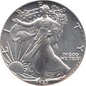 1987 AMERICAN EAGLE SILVER DOLLAR 1 OZ FINE SILVER USA - SILVER WORLD COINS - Cambridgeshire Coins