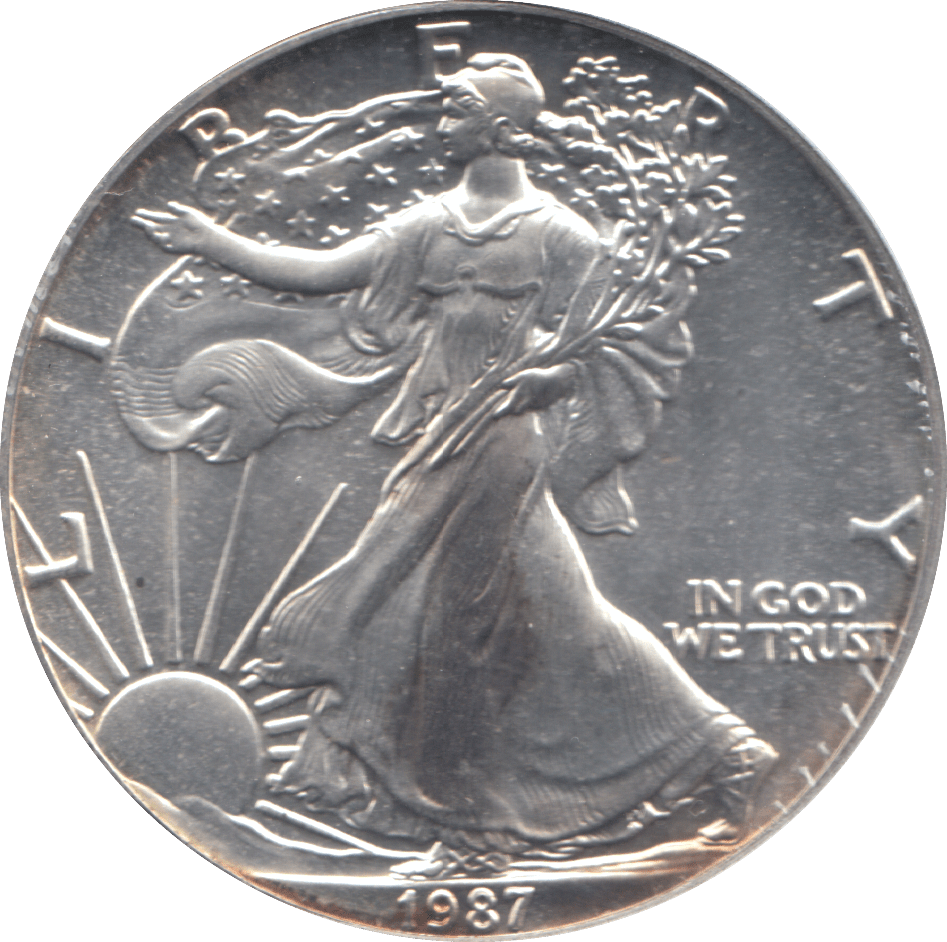 1987 AMERICAN EAGLE SILVER DOLLAR 1 OZ FINE SILVER USA - SILVER WORLD COINS - Cambridgeshire Coins