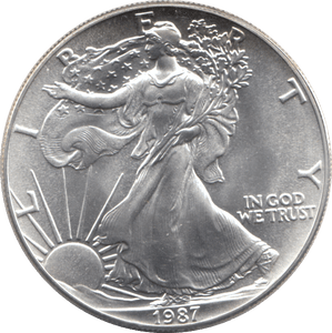 1987 AMERICAN EAGLE SILVER DOLLAR 1 OZ FINE SILVER - WORLD COINS - Cambridgeshire Coins