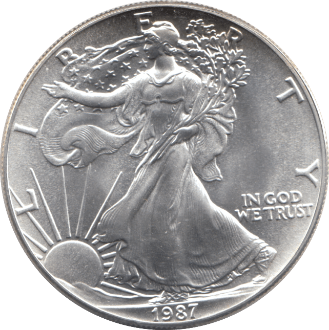 1987 AMERICAN EAGLE SILVER DOLLAR 1 OZ FINE SILVER - WORLD COINS - Cambridgeshire Coins