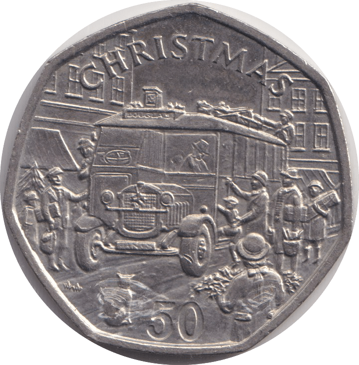 1987 CHRISTMAS 50P ISLE OF MAN - WORLD COINS - Cambridgeshire Coins