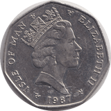 1987 CHRISTMAS 50P ISLE OF MAN - WORLD COINS - Cambridgeshire Coins