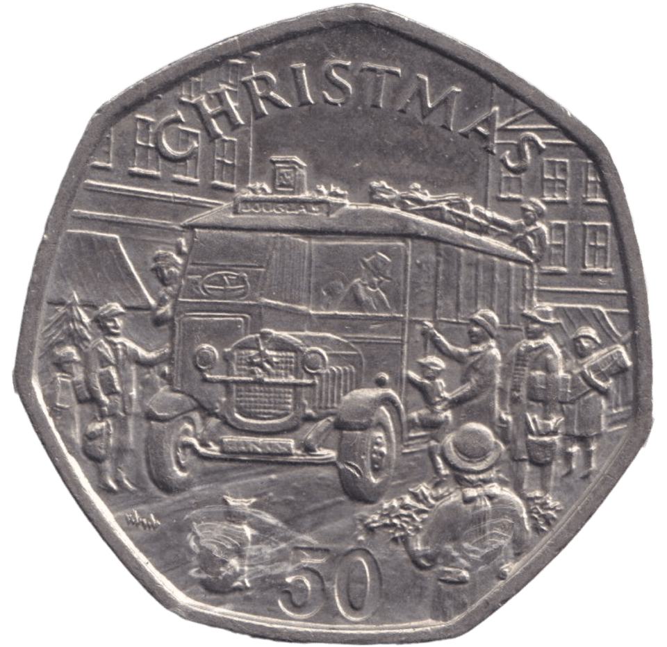 1987 CHRISTMAS LARGE 50P ISLE OF MAN - 50P REGIONAL ISSUES - Cambridgeshire Coins
