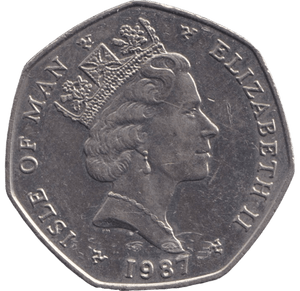 1987 CHRISTMAS LARGE 50P ISLE OF MAN - 50P REGIONAL ISSUES - Cambridgeshire Coins