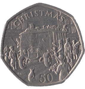 1987 CHRISTMAS LARGE 50P THORNEYCROFT BUS ISLE OF MAN - 50P REGIONAL ISSUES - Cambridgeshire Coins