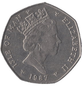1987 CHRISTMAS LARGE 50P THORNEYCROFT BUS ISLE OF MAN - 50P REGIONAL ISSUES - Cambridgeshire Coins