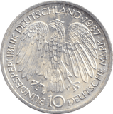 1987 SILVER 10 MARKS GERMANY - SILVER WORLD COINS - Cambridgeshire Coins