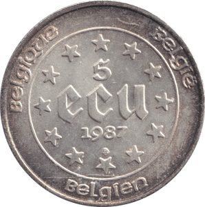 1987 SILVER 5 ECU BELGIUM - SILVER WORLD COINS - Cambridgeshire Coins