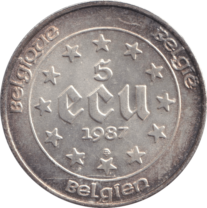 1987 SILVER 5 ECU BELGIUM - SILVER WORLD COINS - Cambridgeshire Coins