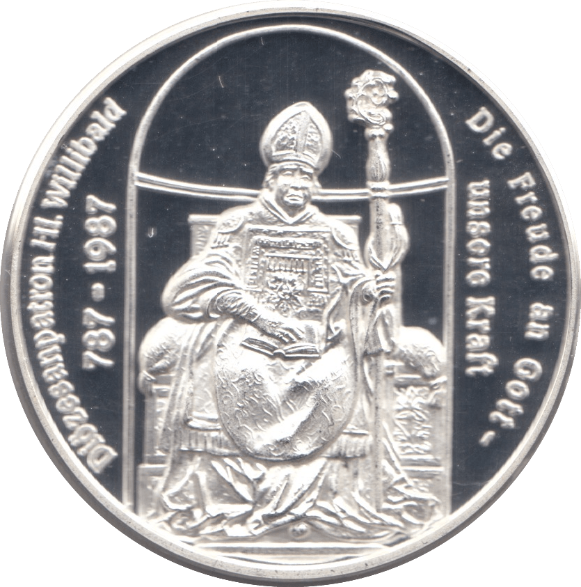 1987 SILVER EISCHTATT CATHEDRAL MEDALLION GERMANY - MEDALS & MEDALLIONS - Cambridgeshire Coins