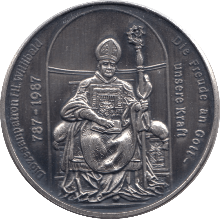 1987 SILVER EISCHTATT CATHEDRAL MEDALLION GERMANY - MEDALS & MEDALLIONS - Cambridgeshire Coins