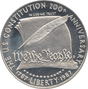 1987 SILVER PROOF CONSTITUTION ANNIVERSARY ONE DOLLAR USA - SILVER WORLD COINS - Cambridgeshire Coins