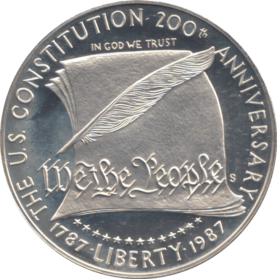 1987 SILVER PROOF CONSTITUTION ANNIVERSARY ONE DOLLAR USA - SILVER WORLD COINS - Cambridgeshire Coins