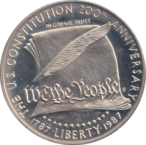 1987 SILVER PROOF CONSTITUTION ANNIVERSARY ONE DOLLAR USA - SILVER WORLD COINS - Cambridgeshire Coins