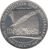1987 SILVER PROOF DOLLAR US CONSTITUTION 200TH ANNIVERSARY USA - SILVER WORLD COINS - Cambridgeshire Coins