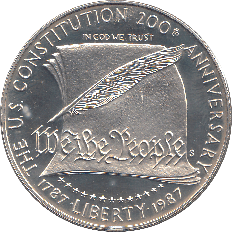 1987 SILVER US CONSTITUTION 200th ANNIVERSARY ONE DOLLAR ( PROOF ) - SILVER WORLD COINS - Cambridgeshire Coins