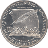 1987 SILVER US CONSTITUTION 200th ANNIVERSARY ONE DOLLAR ( PROOF ) - SILVER WORLD COINS - Cambridgeshire Coins