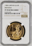 1988 £100 GOLD 1OZ BRITANNIA ( NGC ) PF 70 ULTRA CAMEO - NGC GOLD COINS - Cambridgeshire Coins