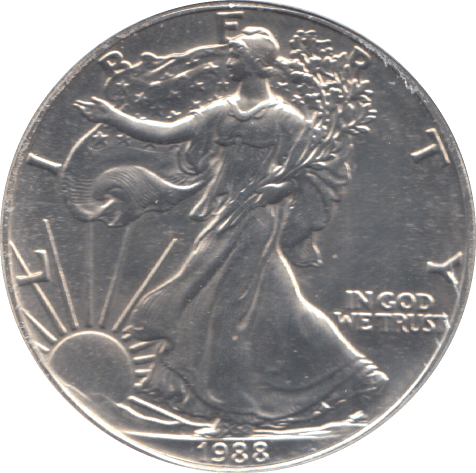 1988 AMERICAN EAGLE SILVER DOLLAR 1 OZ FINE SILVER USA - SILVER WORLD COINS - Cambridgeshire Coins