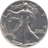 1988 AMERICAN EAGLE SILVER DOLLAR 1 OZ FINE SILVER USA - SILVER WORLD COINS - Cambridgeshire Coins