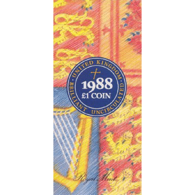 1988 BRILLIANT UNCIRCULATED £1 COIN PRESENTATION PACK UNITED KINGDOM 1988 - £1 BU PACK - Cambridgeshire Coins
