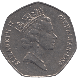 1988 FIFTY PENCE GIBRALTAR - WORLD COINS - Cambridgeshire Coins