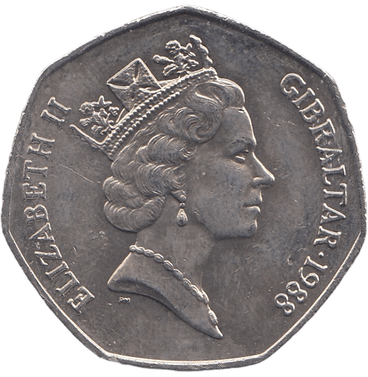 1988 FIFTY PENCE GIBRALTAR - WORLD COINS - Cambridgeshire Coins