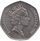 1988 FIFTY PENCE GIBRALTAR - WORLD COINS - Cambridgeshire Coins