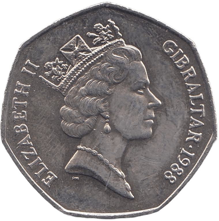 1988 FIFTY PENCE GIBRALTAR - WORLD COINS - Cambridgeshire Coins