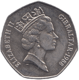 1988 FIFTY PENCE GIBRALTAR - WORLD COINS - Cambridgeshire Coins
