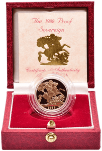 1988 GOLD PROOF SOVEREIGN BOXED - GOLD PROOF SOVEREIGNS - Cambridgeshire Coins