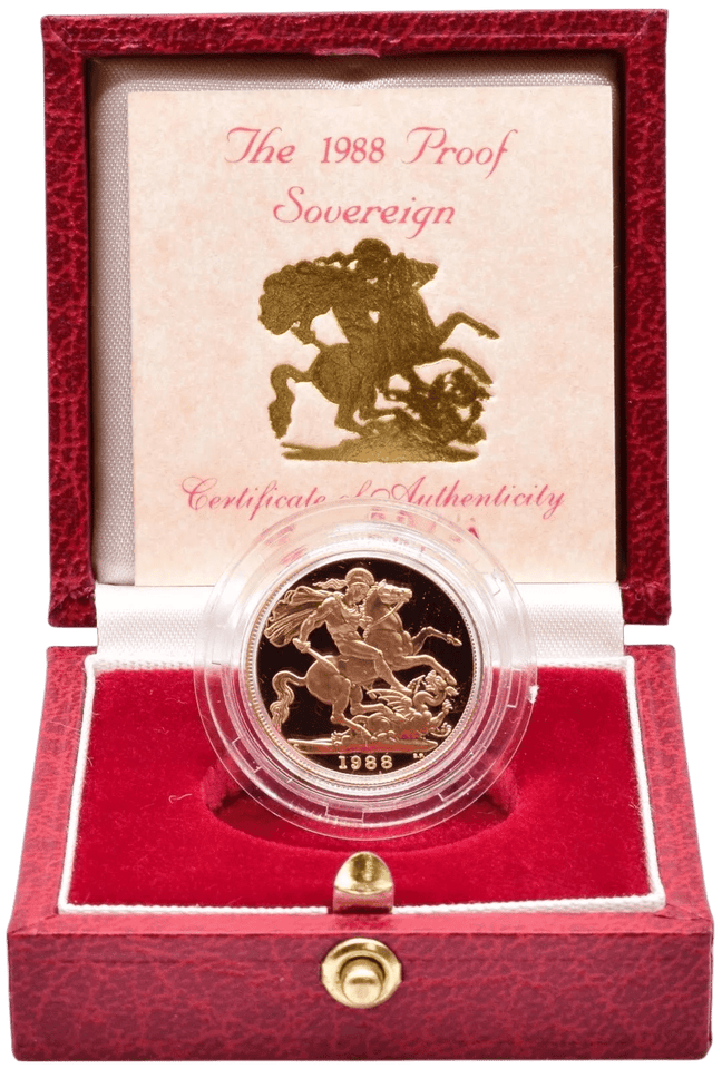 1988 GOLD PROOF SOVEREIGN BOXED - GOLD PROOF SOVEREIGNS - Cambridgeshire Coins