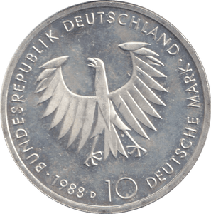 1988 SILVER 10 MARKS GERMANY - WORLD COINS - Cambridgeshire Coins