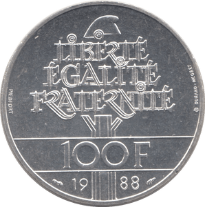 1988 SILVER COMMEMORATIVE 100 FRANCS FRANCE - SILVER WORLD COINS - Cambridgeshire Coins