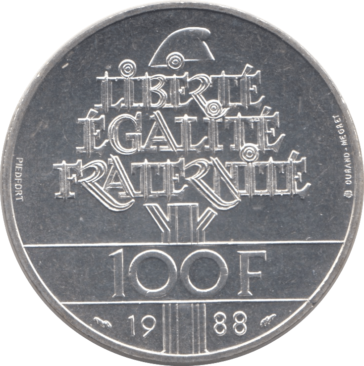 1988 SILVER COMMEMORATIVE 100 FRANCS FRANCE - SILVER WORLD COINS - Cambridgeshire Coins