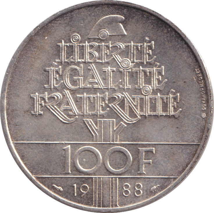 1988 SILVER ONE HUNDRED FRANC FRANCE - SILVER WORLD COINS - Cambridgeshire Coins