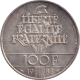 1988 SILVER ONE HUNDRED FRANC FRANCE - SILVER WORLD COINS - Cambridgeshire Coins