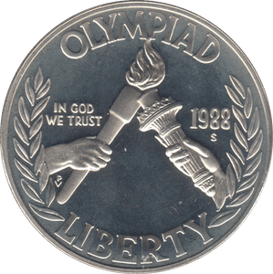 1988 SILVER PROOF OLYMPIAD DOLLAR USA - SILVER WORLD COINS - Cambridgeshire Coins