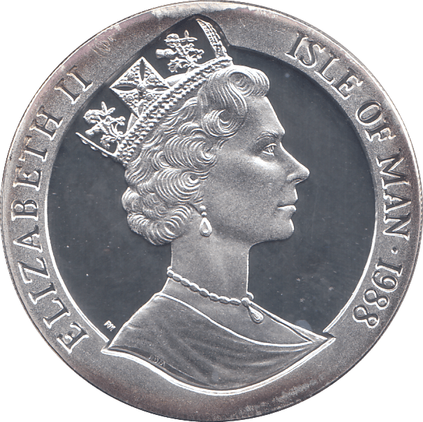 1988 SILVER PROOF ONE CROWN ISLE OF MAN - SILVER WORLD COINS - Cambridgeshire Coins