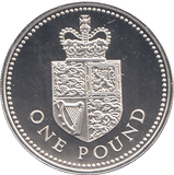 1988 SILVER PROOF ONE POUND ROYAL ARMS SHIELD - SILVER WORLD COINS - Cambridgeshire Coins