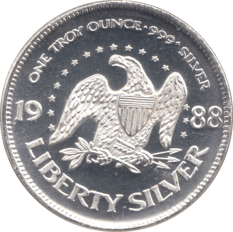 1988 SILVER UNITED STATES .999 FINE SILVER ROUND - SILVER WORLD COINS - Cambridgeshire Coins