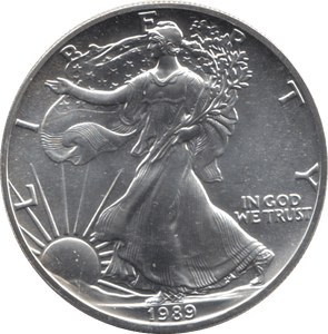 1989 AMERICAN EAGLE SILVER DOLLAR 1 OZ FINE SILVER - WORLD COINS - Cambridgeshire Coins