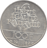 1989 FRANCE 100 FRANC - SILVER WORLD COINS - Cambridgeshire Coins