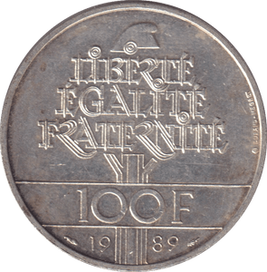 1989 FRANCE ONE HUNDRED FRANC - WORLD COINS - Cambridgeshire Coins