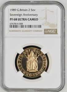 1989 GOLD PROOF DOUBLE SOVEREIGN ANNIVERSARY ( NGC ) PF 68 ULTRA CAMEO - NGC GOLD COINS - Cambridgeshire Coins