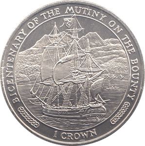 1989 ONE CROWN BICENTENARY OF THE MUTINY ON THE BOUNTY - WORLD COINS - Cambridgeshire Coins