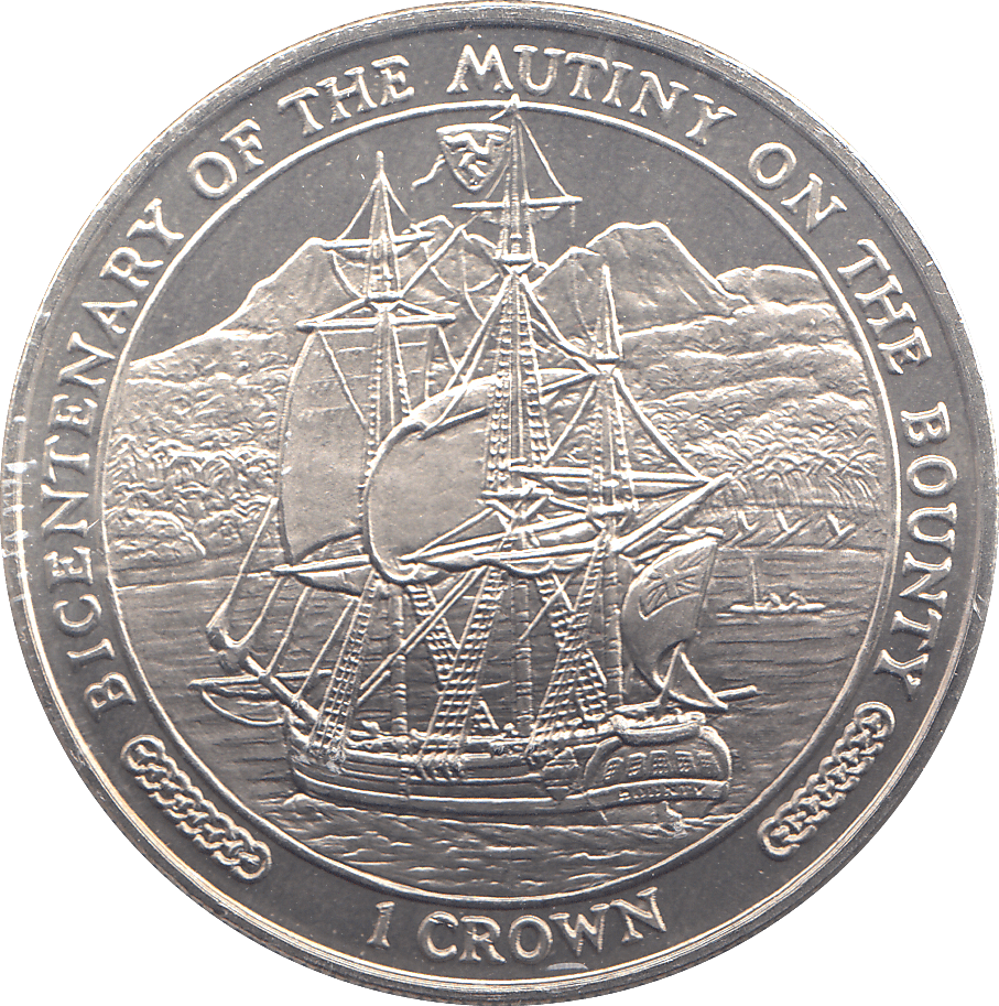 1989 ONE CROWN BICENTENARY OF THE MUTINY ON THE BOUNTY - WORLD COINS - Cambridgeshire Coins